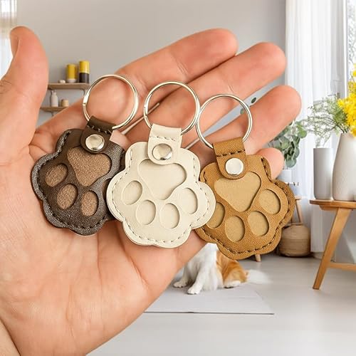 3 Pcs Pet Paw Shaped Leather Keychain, Pet Hair Keychain, Pet Memorial… - Image 2