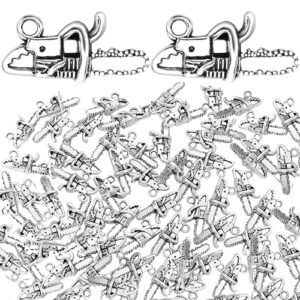 BuleVina 50pcs Charms Tools Saw Chainsaw 10x20x6mm Antique Silver Color Alloy Pendants…