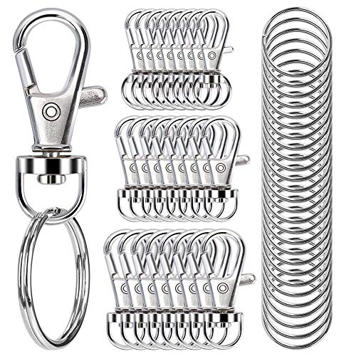 100PCS Swivel Snap Hooks with Key Rings, Premium Metal Swivel Lobster Claw…