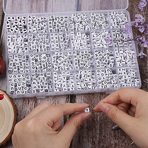 Quefe 1440pcs Acrylic Letter Beads White Cube Sorted Alphabet Beads for Jewelry… - Image 6