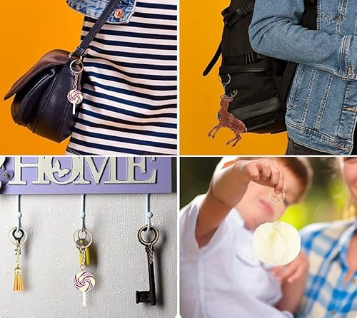 50Sets 1 inch Keychain Rings Golden Split Round Key Ring with Chain… - Image 6