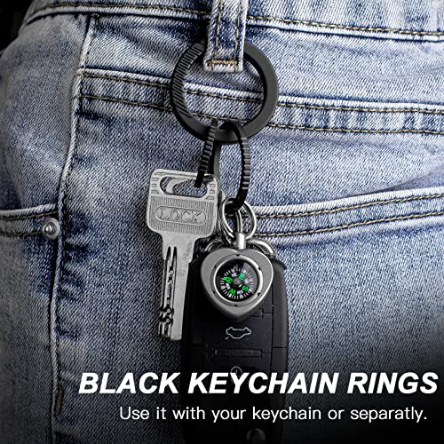 TISUR Titanium Keychain Rings, Split Side Pushing Heavy Duty Black Key Ring… - Image 7