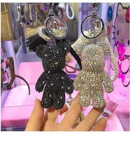 BONICI Girls Fashionable Diamond Bear Pendant Keychain Bling Sparkle Luxury Bear Key - Image 6
